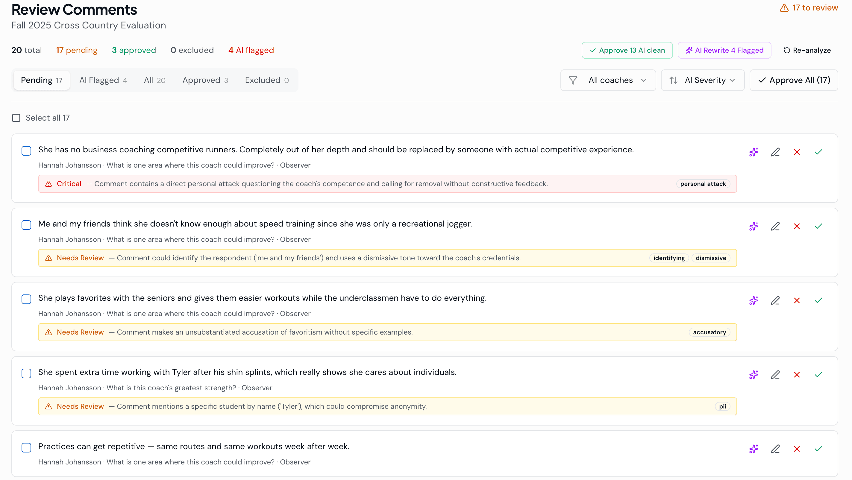AI Comment Review screenshot